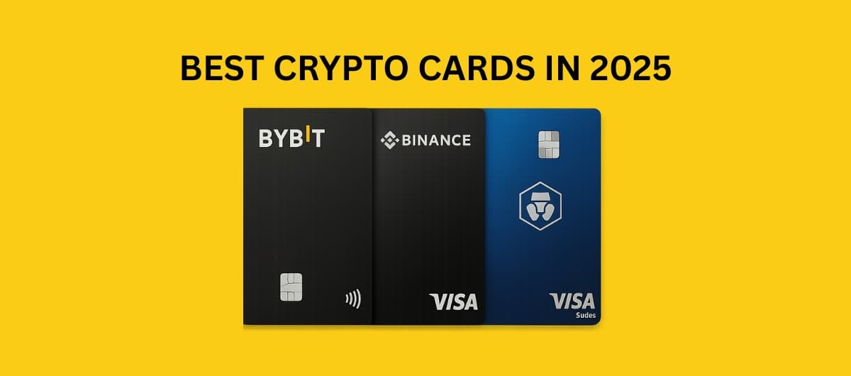 Illustration of crypto debit cards with Bitcoin and Ethereum logos
